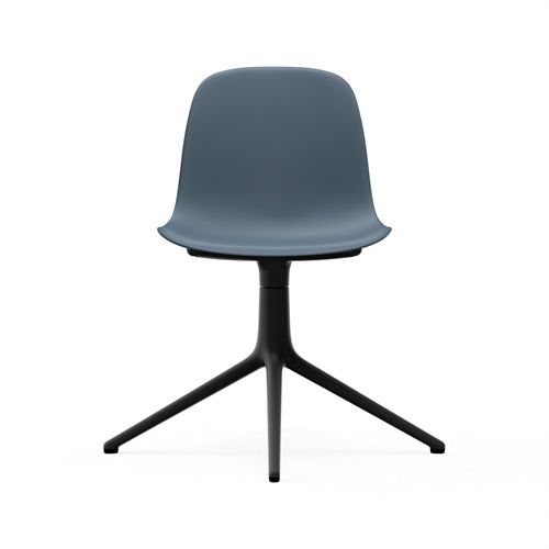Normann Copenhagen Form Drehstuhl SH: 44 cm – Blau/Schwarzes Aluminium
