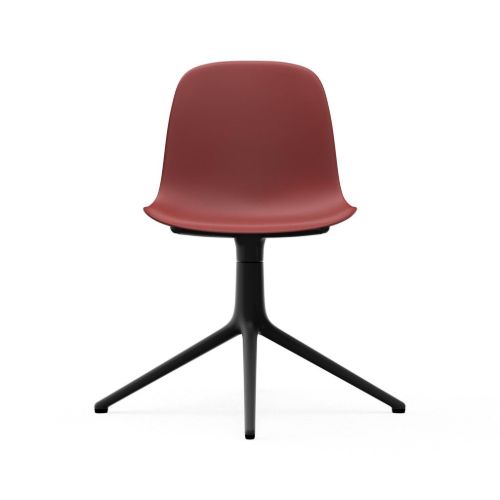 Normann Copenhagen Form Drehstuhl SH: 44 cm – Rot/Schwarzes Aluminium