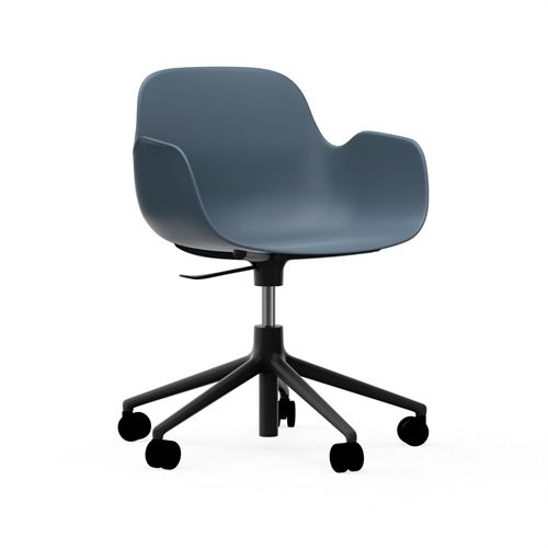 Normann Copenhagen Form Drejestol m. armlæn og hjul - Blå/Sort Aluminium