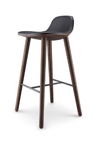 Eva Solo Abalone Barhocker H: 75 cm – Räuchereiche/Schwarzes Leder