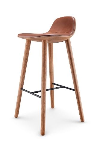 Eva Solo Abalone Barhocker H: 75 cm – Geölte Eiche/cognacfarbenes Leder
