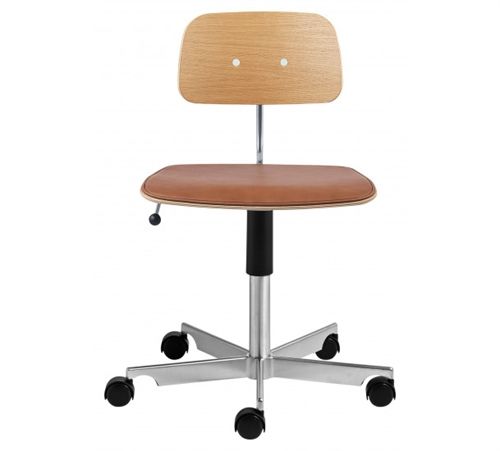 Montana Kevi 2533 Kontorstol  - Eg/Krom/Brandy Ultra læder