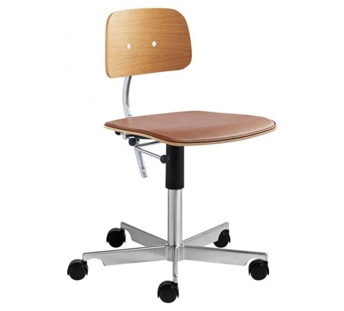 Montana Kevi 2533 Bürostuhl SH: 38–51 cm – Eiche/Chrom/Brandy Ultra-Leder