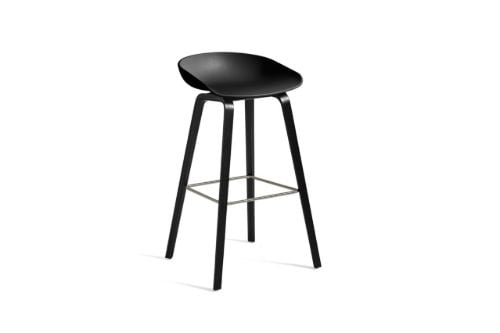 HAY AAS32 Barstol High  - Black Stained Oak Veneer / Black / Footrest Stainless Steel