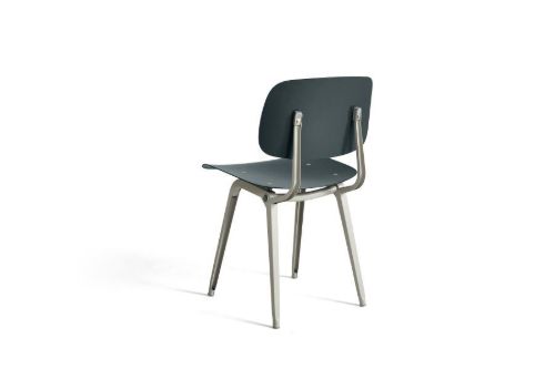 HAY Revolt Esszimmerstuhl SH: 46,5 cm – Beige pulverbeschichteter Stahl/Granitgrau
