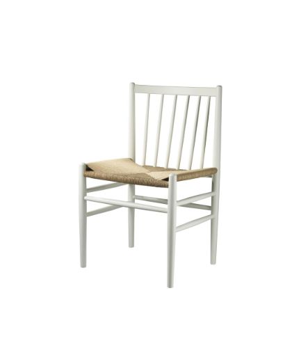 FDB Møbler J80 Jørgen Bækmark Stuhl SH: 45 cm – Weiß/Naturgeflecht