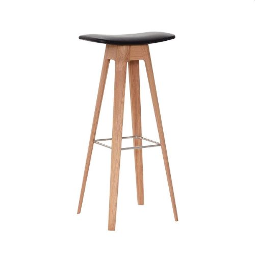 Andersen Furniture HC1 barstol SH: 80 cm - Sort Læder/Hvidpigmenteret Eg
