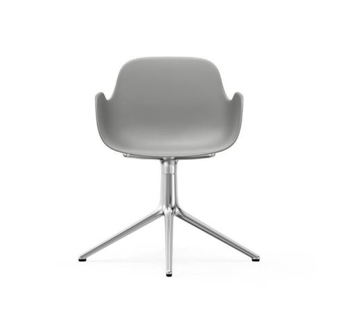 Normann Copenhagen Form Drehstuhl mit Armlehnen SH: 44 cm – Grau/Aluminium