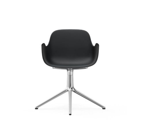 Normann Copenhagen Form Drehstuhl mit Armlehnen SH: 44 cm – Schwarz/Aluminium