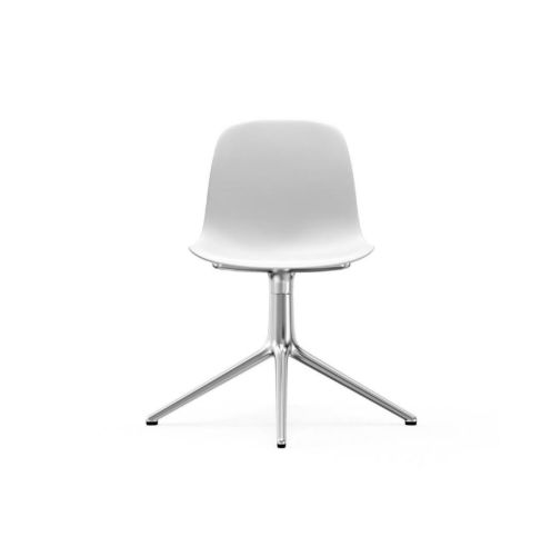 Normann Copenhagen Form Drehstuhl SH: 44 cm – Weiß/Aluminium
