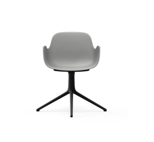 Normann Copenhagen Form Drehstuhl mit Armlehnen SH: 44 cm – Grau/Schwarzes Aluminium