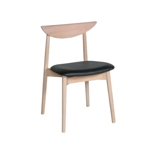 Haslev Symphony Spisebordsstol SH: 45 cm - Hvidolieret Eg / Sort Læder