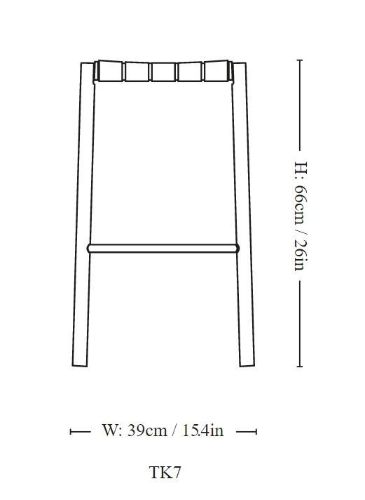 &Tradition TK7 Betty Stuhl Barhocker H: 66 cm - Eiche m. Natürliches Leinen