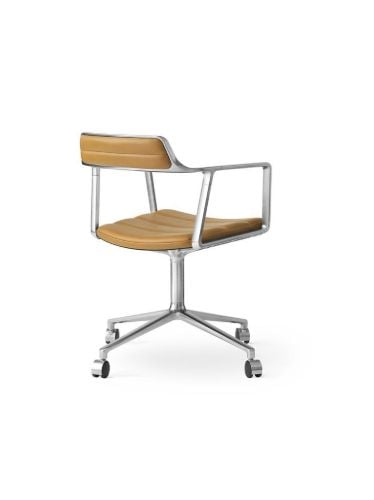 Vipp 452 Drehstuhl Rollen SH: 44,5 cm – Alu/Sandleder