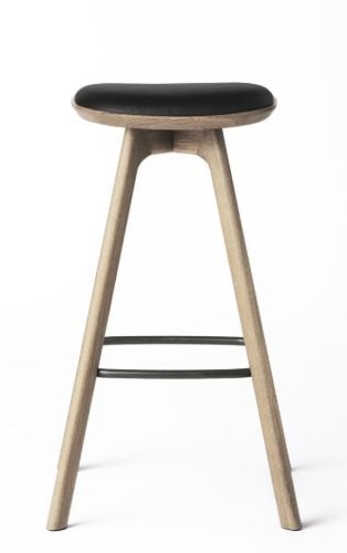 Brdr. Krüger Pauline Barstol H: 75 cm - Waxed Oiled Oak / Black Leather