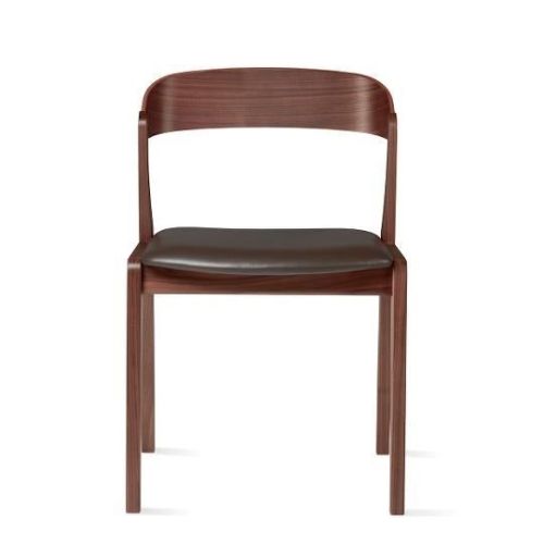 Skovby SM825 Esszimmerstuhl H: 77 cm – Lackiertes Walnussholz/Schwarzes Leder