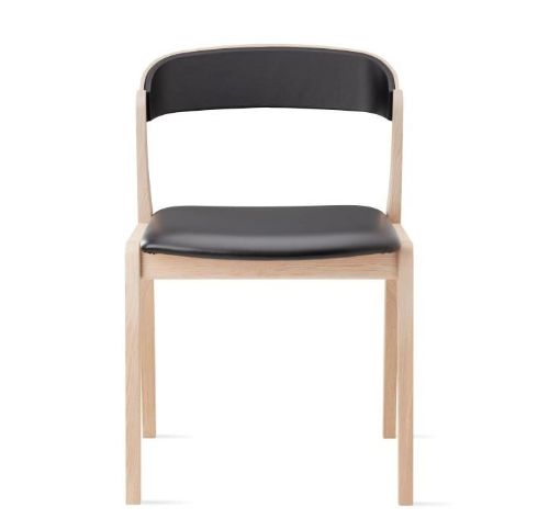 Skovby SM826 Esstischstuhl H: 77 cm – Weiß geölte Eiche/Schwarzes Leder