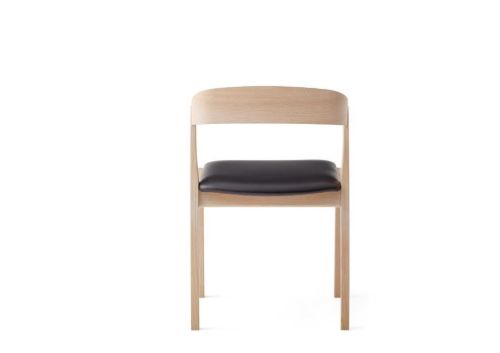 Skovby SM825 Esstischstuhl H: 77 cm – Weiß geölte Eiche/Schwarzes Leder