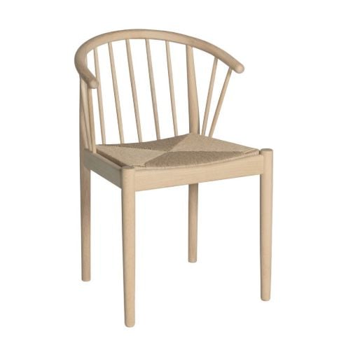 Haslev Lindeberg Spisebordstol SH: 45 cm - Natur Flet/Hvidolieret Eg