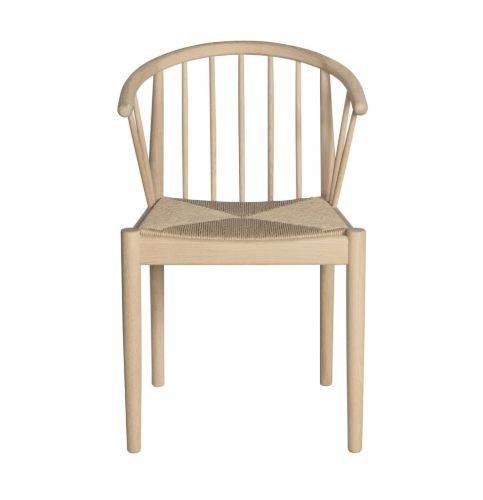 Haslev Lindeberg Esszimmerstuhl SH: 45 cm – Naturgeflecht/Weiß geölte Eiche