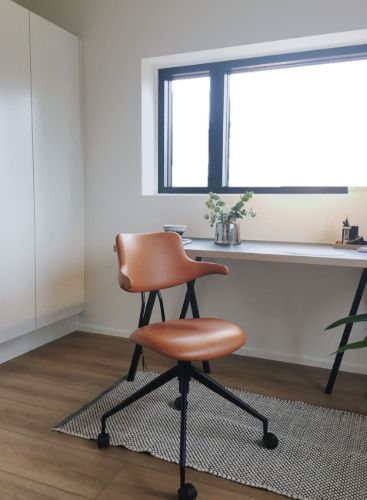 Vermund VL119 Bürostuhl SH: 46-54,5 cm - Savanne Cognac Leder / Schwarz