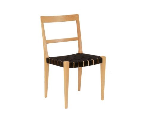 Bruno Mathsson Mi 401 Mimat Stol SH: 42 cm - Lakeret Bøg / Gjord Sort