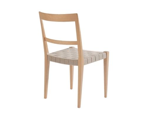 Bruno Mathsson Mi 401 Mimat Spisebordstol SH: 42 cm - Lakeret Bøg / Natur Linnegjord