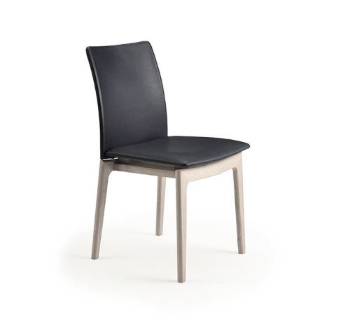Skovby SM63 Spisebordsstol H: 88 cm - Hvidolieret Eg/Sort CC Læder