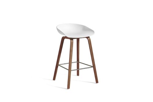 HAY AAS 32 Barstol Low SH: 65 cm - Lacquered Walnut Veneer/White