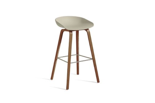 HAY AAS 32 Barstol High SH: 75 cm - Lacquered Walnut Veneer/Pastel Green
