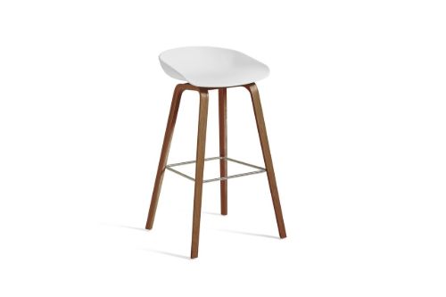 HAY AAS 32 Barstol High SH: 75 cm - Lacquered Walnut Veneer/White