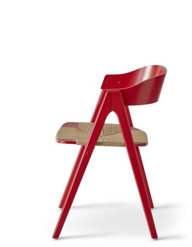 Findahl by Hammel Mette Stuhl mit Naturgeflecht SH: 45 cm – Rot lackierte Buche