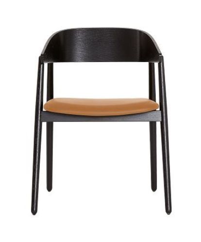 Andersen Furniture AC2 Stol SH: 43,5 cm - Eg Sort Lak/Cognac Læder