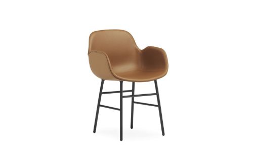 Normann Copenhagen Form Sessel SH: 44 cm – Brandy Leder/Stahl