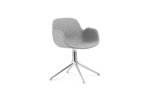 Normann Copenhagen Form Drehstuhl mit Armlehnen SH: 44 cm – Partner Grau/Aluminium