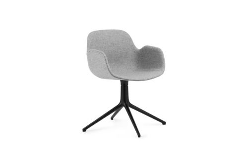 Normann Copenhagen Form Drehstuhl mit Armlehnen SH: 44 cm – Partner Grau/Schwarzes Aluminium