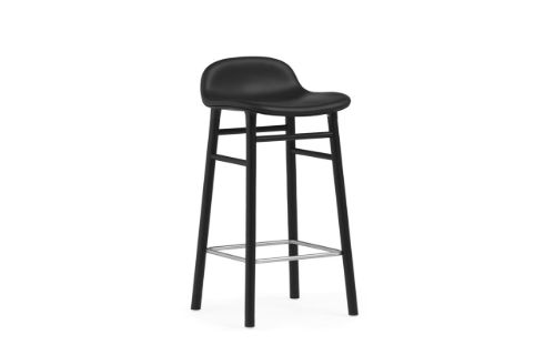 Normann Copenhagen Form Barhocker SH: 65 cm – Schwarzes Leder/Schwarze Eiche