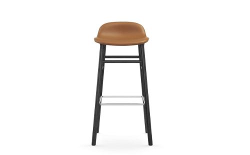 Normann Copenhagen Form Barstol SH: 75cm - Brandy Læder/Sort Eg