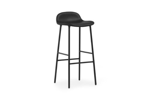 Normann Copenhagen Form Barhocker SH: 75 cm – Schwarzes Leder/Stahl