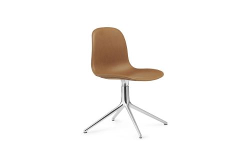 Normann Copenhagen Form Drehstuhl SH: 44 cm – Brandy Leder/Aluminium