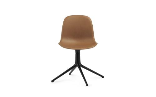 Normann Copenhagen Form Drejestol SH: 44cm - Brandy Læder/Sort Aluminium