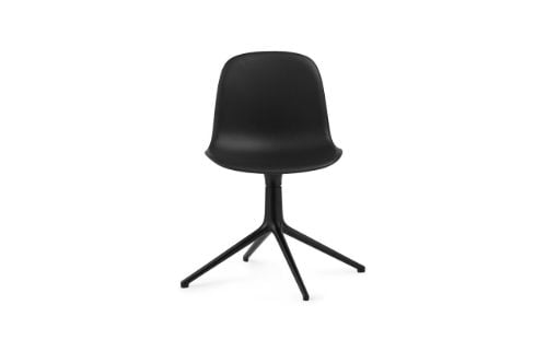 Normann Copenhagen Form Drejestol SH: 44cm - Sort Læder/Sort Aluminium