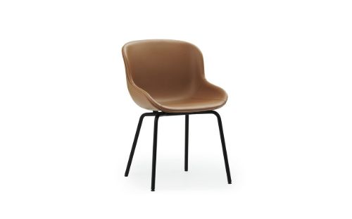 Normann Copenhagen Hyg Esszimmerstuhl, vollständig gepolstert, SH: 46 cm – Brandy Leder/Stahl