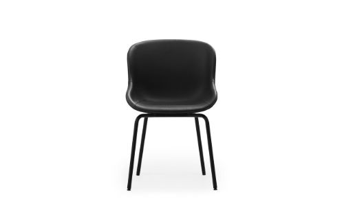 Normann Copenhagen Hyg Spisebordsstol Fuldpolstret SH: 46 cm - Sort Læder/Sort Stål