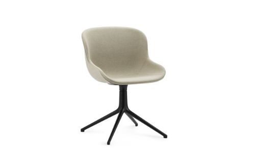 Normann Copenhagen Hyg Drehstuhl, vollständig gepolstert, SH: 46 cm – Upminster/Schwarzes Aluminium