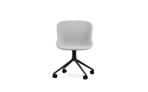 Normann Copenhagen Hyg Drejestol m. Hjul Fuldpolstret SH: 46 cm - Partner/Sort Aluminium
