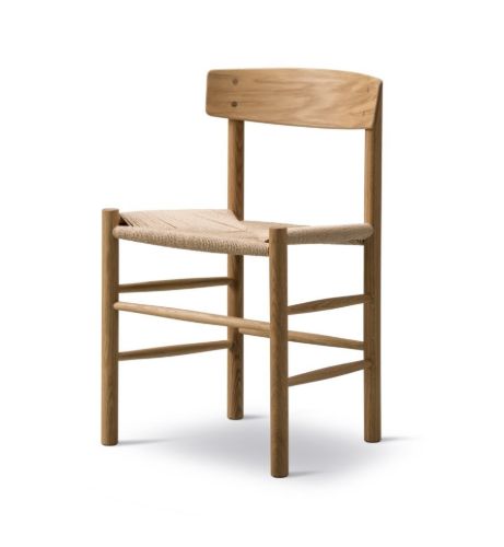 Fredericia Furniture 3239 J39 Mogensen Esszimmerstuhl SH: 46,5 cm – geölte Eiche/natürliches Korbgeflecht