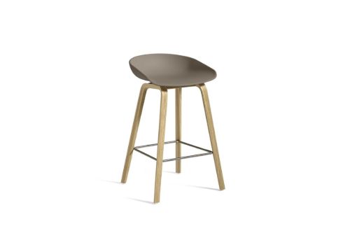 HAY AAS 32 Barstol Low SH: 65 cm - Lacquered Oak Veneer/Khaki