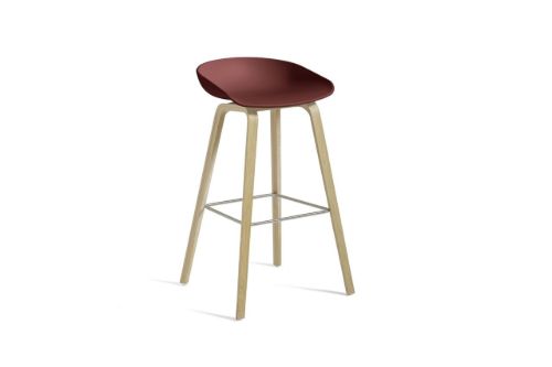 HAY AAS 32 Barstol High SH: 75 cm - Lacquered Oak Veneer/Brick/Steel Footrest