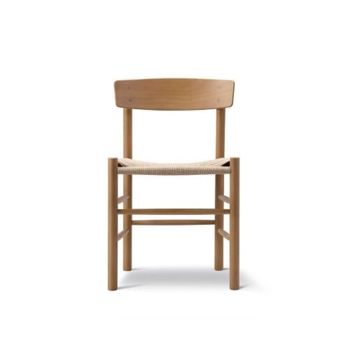 Fredericia Furniture 3239 J39 Mogensen Spisebordsstol SH: 46 cm - Vintage lakeret Bøg/Naturfarvet Flet